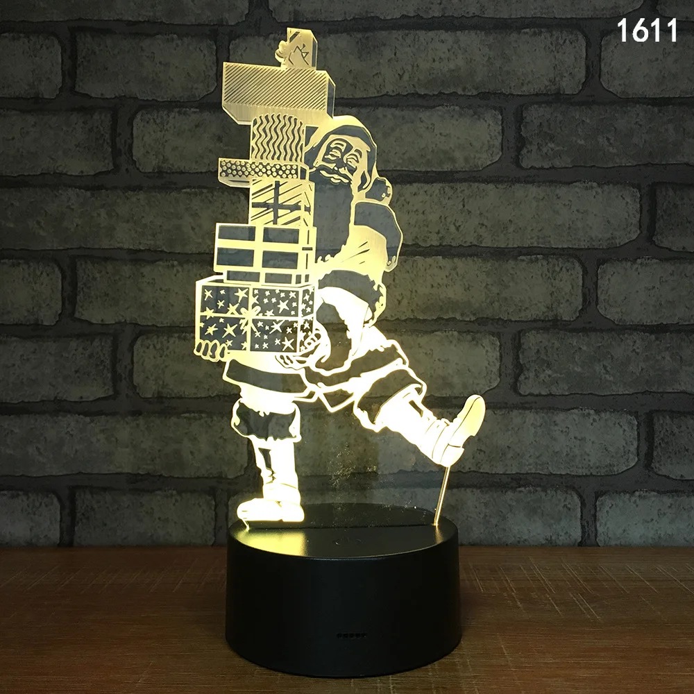 

Free Shipping Christmas Holiday Night Light Santa Claus Snowman Bell Acrylic Touch USB Atmosphere LED Desk Lamp Remote Control