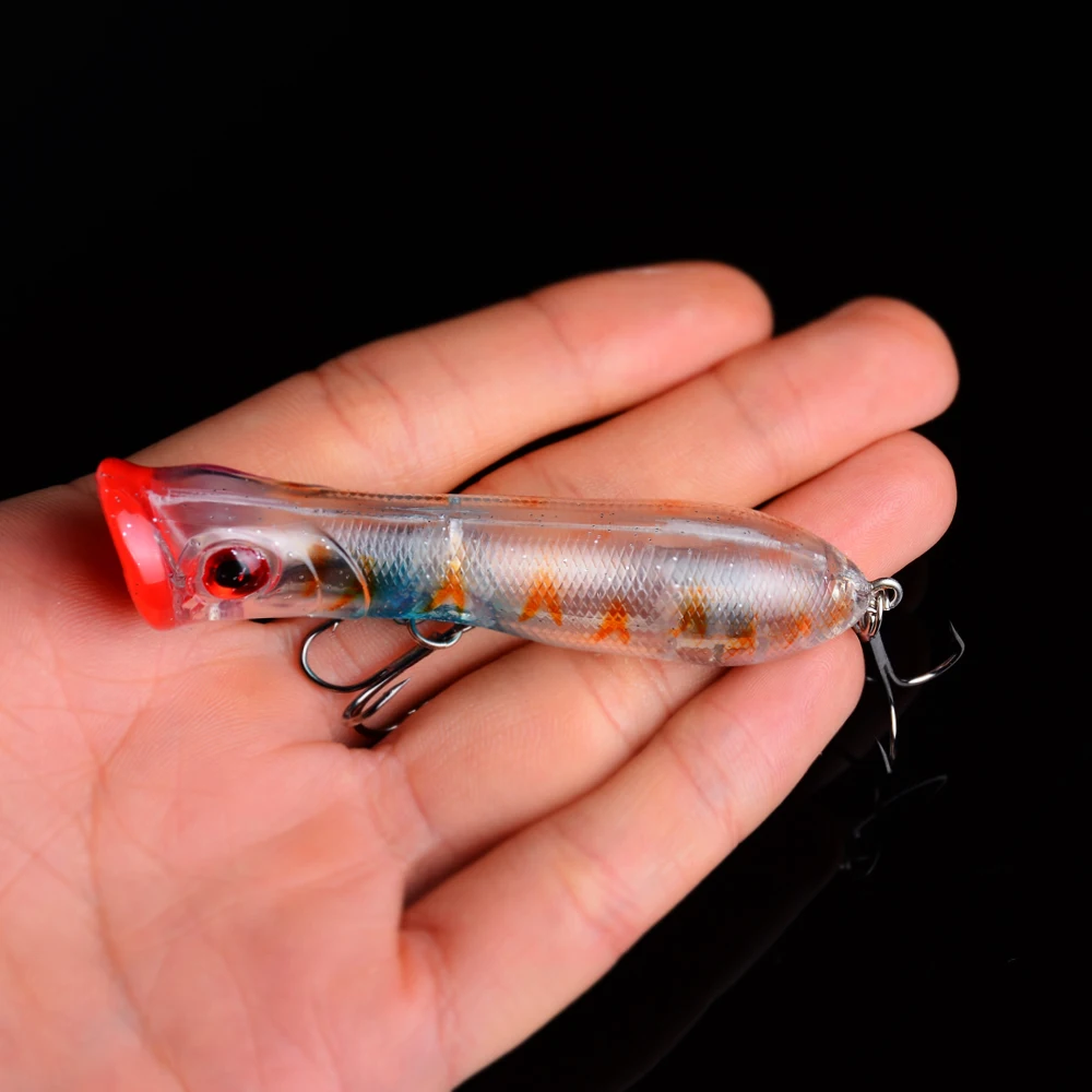 بوبر المتذبذب الصيد إغراء مع 6 # السنانير 8cm12g العائمة crankbait الاصطناعي الطعم poper pesca الكارب بايك 1 قطع الجملة