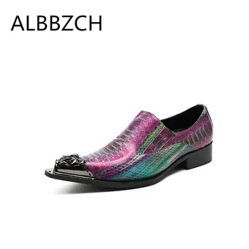 

New mens fashion mixed colors embossed leather casual shoes men pointed toe slip on Wedding photography shoes career work shoes