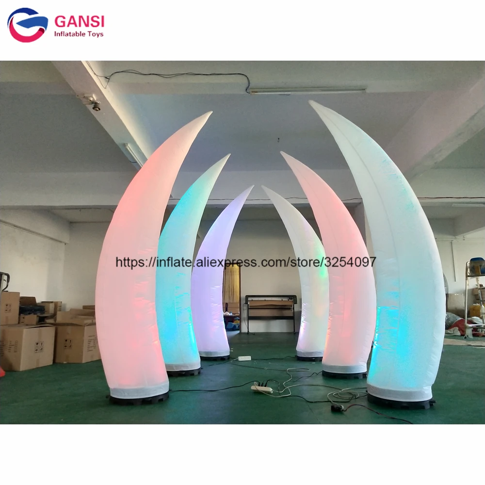 Outdoor 3Mh Giant Colorful Air Inflatable Led Lighting Cone, Led Inflatable Cone For Wedding Party Decoration