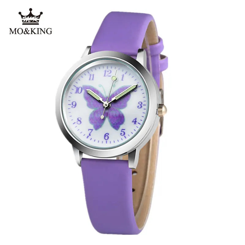 2018 Новый relojes мультфильм детей часы фиолетовая бабочка модная детская одежда
