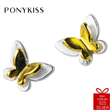 

PONYKISS Romantic S925 Sterling Silver Chic Butterfly Sweet Stud Earrings Women Party Anniversary Jewelry Cute Accessories Gift