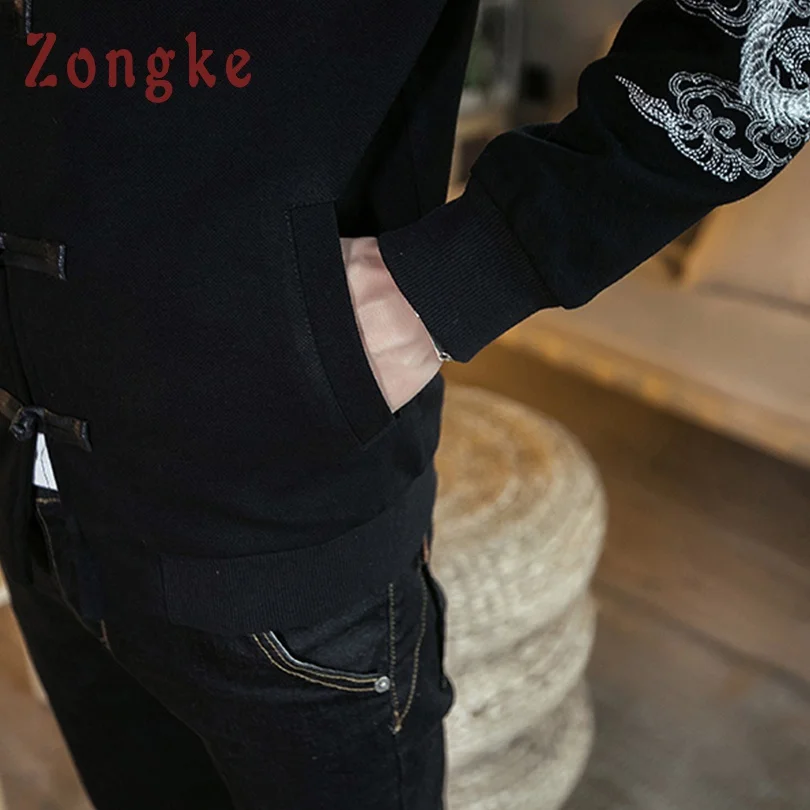 Zongke китайский дракон, вышивка, мужская куртка, пальто, мужская уличная куртка в стиле хип-хоп, куртка-бомбер, Мужская одежда, осень
