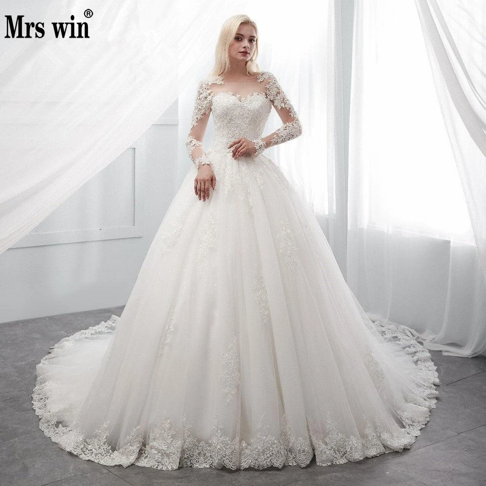 Vintage Wedding Dress 2019 New Mrs Win Full Sleeve Lace Ball Gown Princess  Robe De Mariee Grande Taille Vestido De Novias F - AliExpress Weddings &  Events
