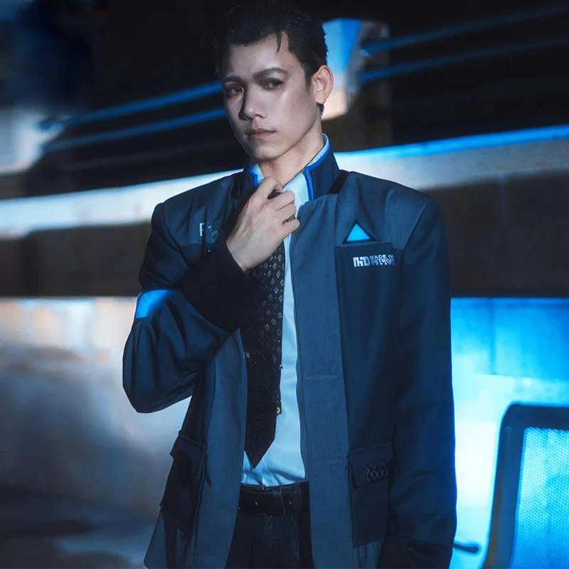 Мужской костюм для косплея Detroit: Bebe Human Connor белая рубашка с галстуком-бабочкой и