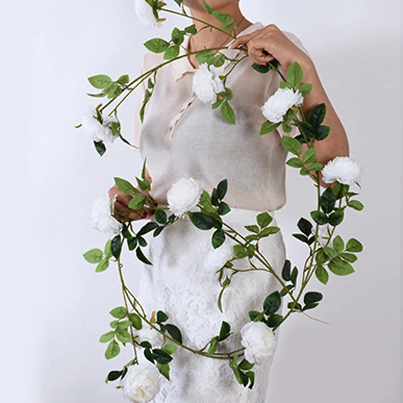1 х Искусственный Пион Гирлянда Шелковый цветок лоза плюща Свадебный садовая Гирлянда Декор