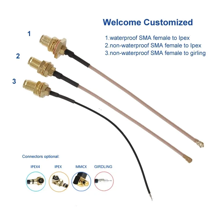Заводская цена заказное водонепроницаемое гнездо SMA Ipex RG178 кабель с 10 см 1 шт
