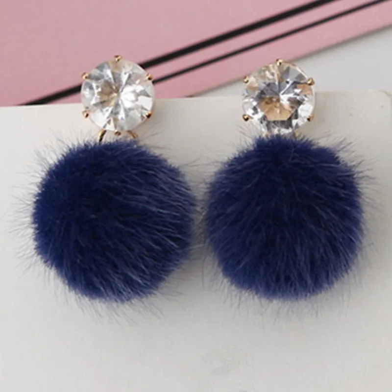 Promotion Temperament Short Drop Earrings for Women Personalized Wild Simple Hair Ball Female Models Earrings