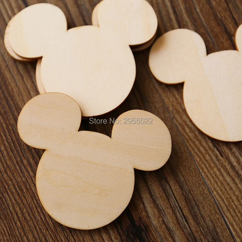 

Wooden Mouse Confetti, unfinished wood Mouse head, rustic Mouse decor,