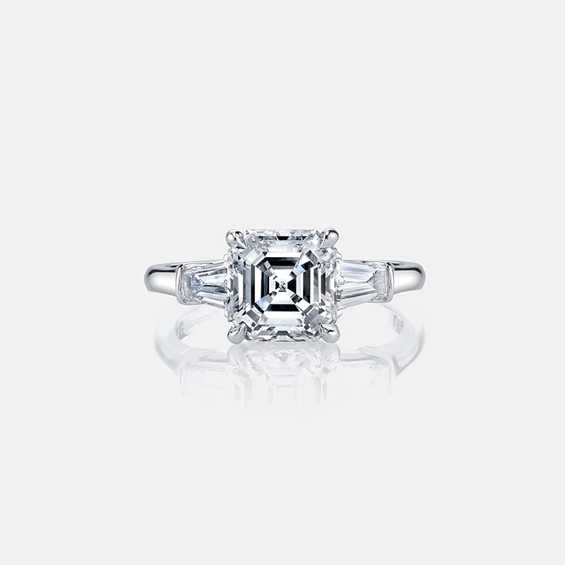 AINOUSHI Роскошные 3 карата Asscher Cut Sona кольцо обручальное Кольцо женское 925 пробы Серебряное женское кольцо на палец