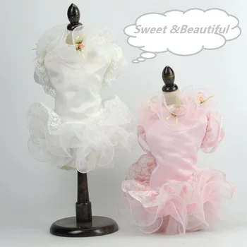 

Fashion Lace Princess Pet Dog Wedding Dresses Pet Tutu Skirt Puppy Cat Dress Pet Apparel solid color XS-XL teddy