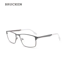 Металлические мужские оправы модные квадратные близорукие прозрачные серые очки мужские очки высокого качества#1212C4