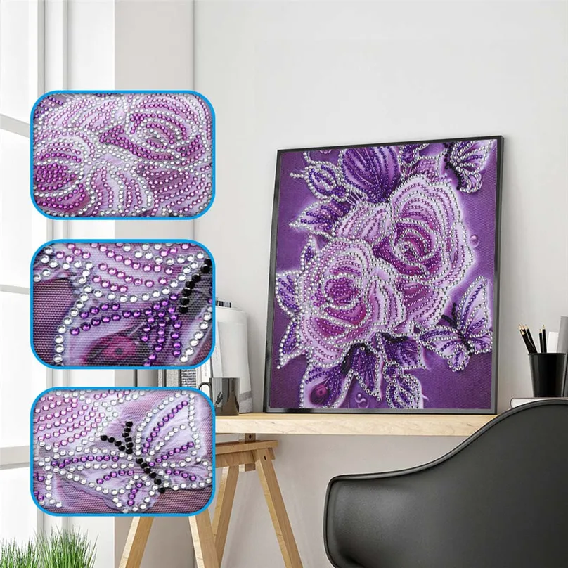 2019 new Diamond Painting DIY 5D Partial Drill Cross Stitch Kits Crystal Rhinestone Of Picture gift paintings flower #25j10 (1)