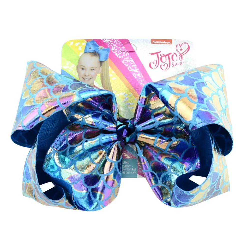 New 8 Inch Mermaid Fish Scale Jo Bows with Siwa's Cardboard Hairpin Clips Hair Claws Handmade Accessories For Girls Kids | Детская