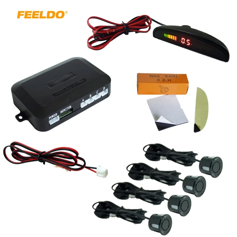 Car LED 4 Sensors Wireless Parking Sensor Reversing Backup Radar 10