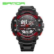 SANDA, новинка, спортивные часы, модные наручные часы, будильник, дизайн, двойной дисплей, светодиодный, цифровые часы, водонепроницаемые, женские, мужские часы для отдыха