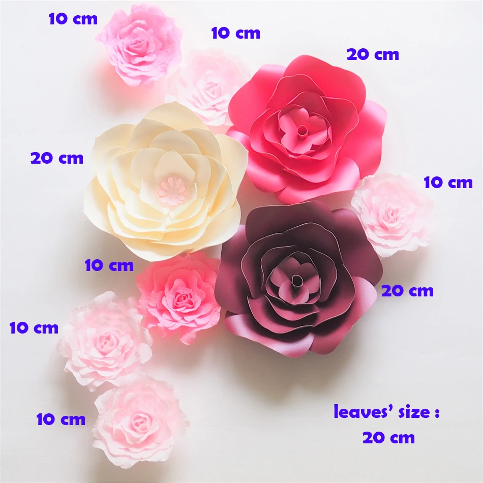 Fondo De Flores De Papel Gigantes Artificiales Hechas A Mano Crepe Y Papel Cartulina Rosa 9 Uds Para Decoracion De Boda Y Fiesta Decoraciones Diy De Fiestas Aliexpress