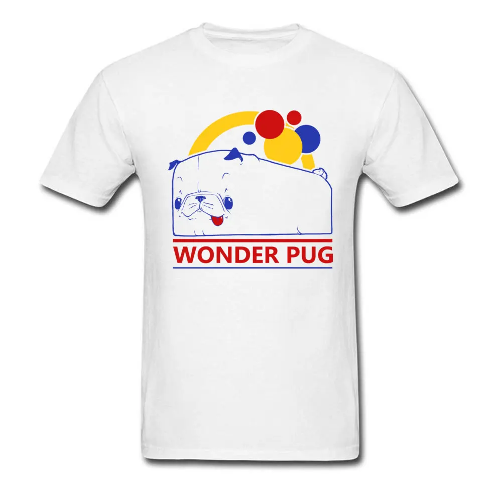 Wonder Pug O-Neck T-Shirt Summer Tops Shirts Short Sleeve Cheap Pure Cotton Casual Tops & Tees Summer Men Top Quality Wonder Pug white