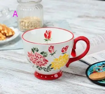 Nordic Coffee Cup Breakfast Cup Hand Painted Soup cup Creative Ceramics Mugs Cereal mugs Water Cups Relief mug CL09282206