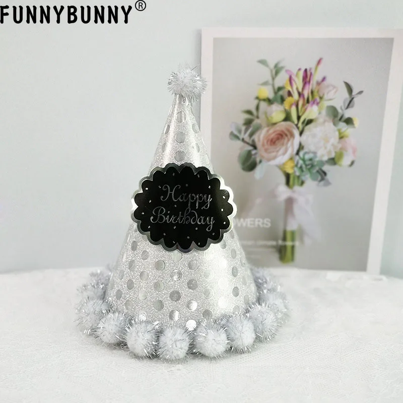 FUNNYBUNNY праздничный колпак новая детская блестящая бумага волнистый шар для волос остроконечная шляпа для взрослых день рождения декоративная бумага для вечеринок шляпа
