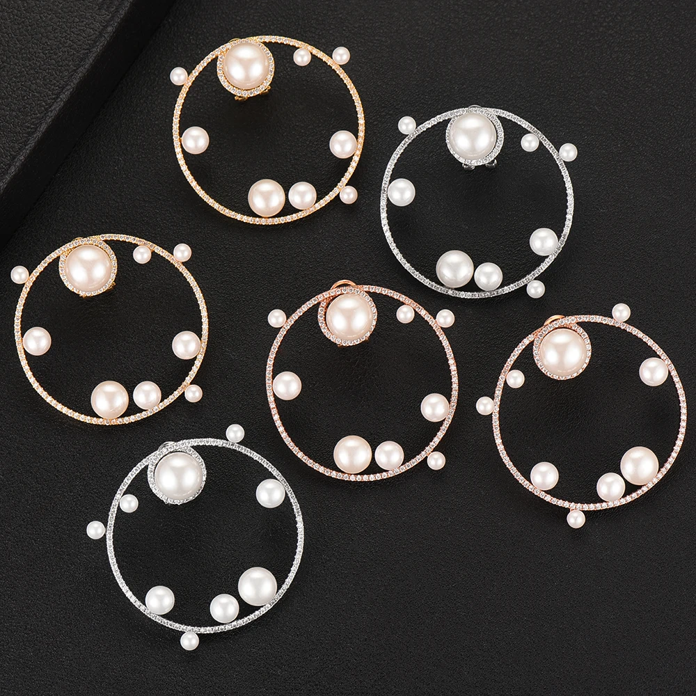 GODKI Мода Роскошный цветок серьги-гвоздики для женщин Свадебные Имитация Жемчуга кубический циркон CZ Дубай Свадебные серьги Богемный Лидер продаж