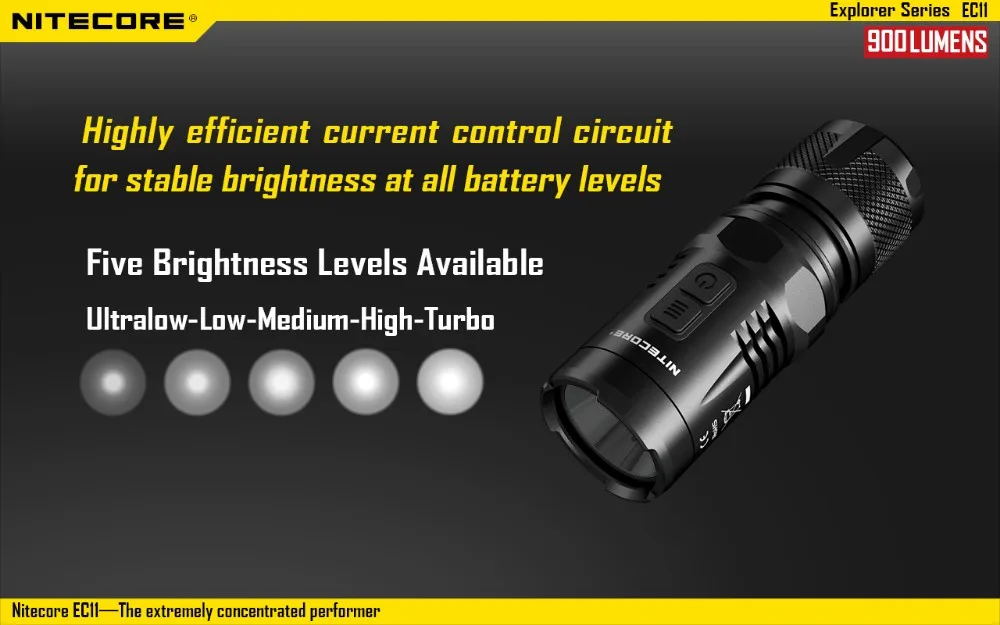 NITECORE EC11 фонарик комплект CREE XM-L2(U2) светодиодный макс 900 люмен луч расстоянии 190 м ручной фонарь с NL166 RCR123A батареи