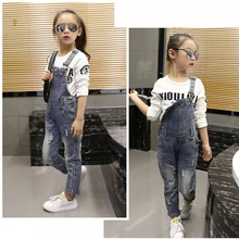 Джинсовые комбинезоны для девочек, новинка, качественные Комбинезоны для детей 3, 4, 5, 6, 7, 8, 9, 10, 11, 12, 13 лет, штаны для маленьких девочек, модные детские комбинезоны
