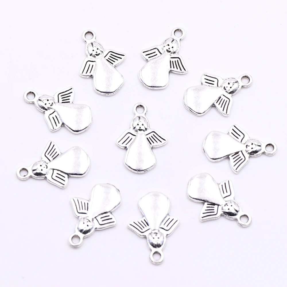 

Hot Silver Metal Little Angel Wings Charms Pendants for Jewelry Making DIY Accessories for Necklace Bracelets Earrings Making