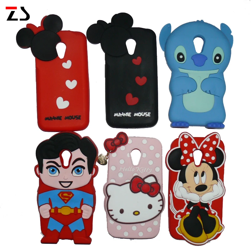 

3D Cartoon Minnie Stitch cat Case For MOTO G2 XT1068 XT1069 soft Silicone back Cover For Motorola G2 shell cases fundas capa