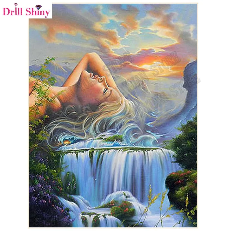 Набор для алмазной живописи Водопад женщин|diamond mosaic|diamond embroiderydiy diamond embroidery |