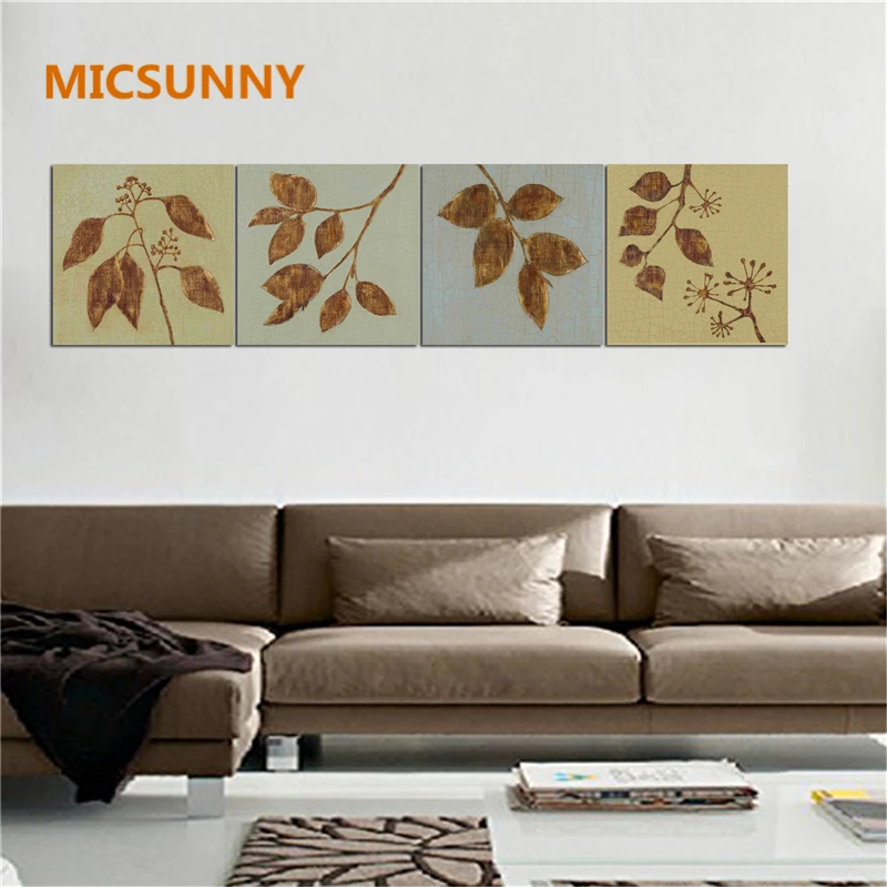 MICSUNNY Unique Decor Paintings Autumn Fall Leaves Mod Art Fabric