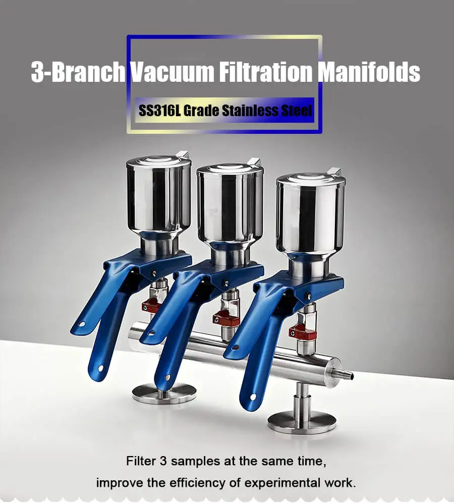 TOPTION brand laboratory 3 branch funnel manifolds filter manifolds vacuum filtration (2)