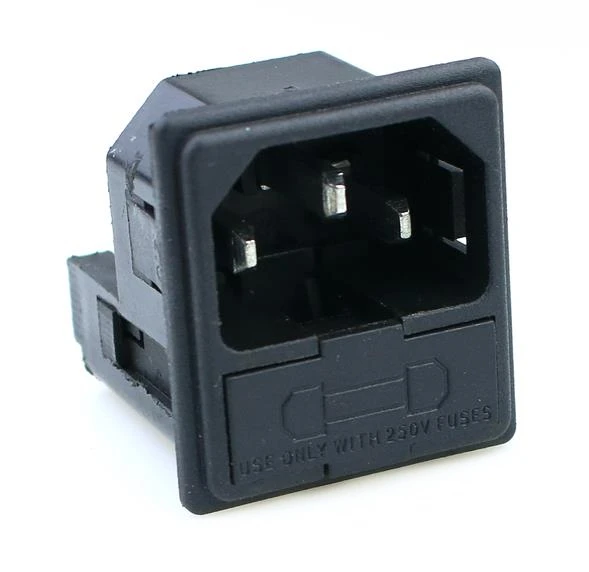 

All copper card type AC power socket socket holder with double fuse case