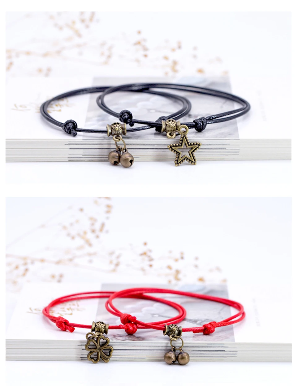 2019 New Handmade Red Rope Bells Stars Sound Anklet Accessories Ladies And Sisters Girlfriends Couple Simple Personality Feet (8)