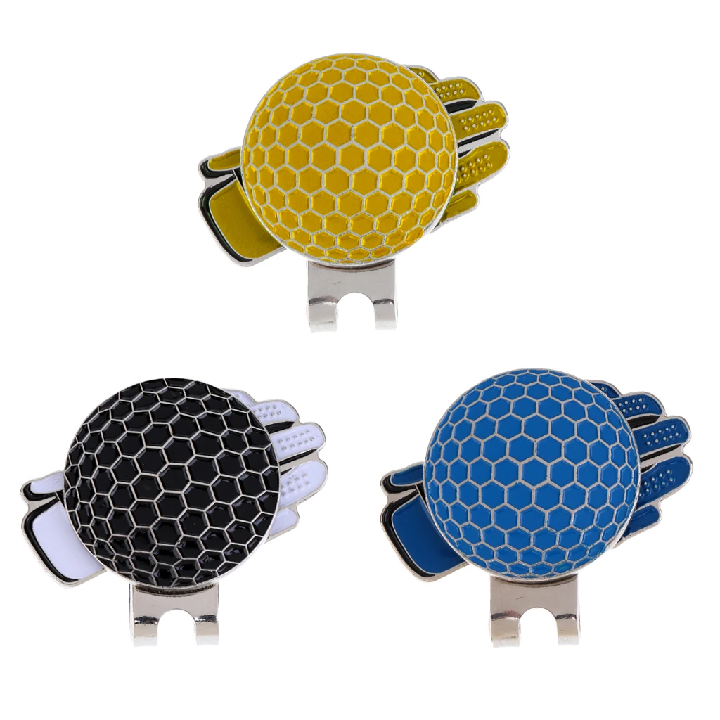 

Stainless Steel Creative Glove Pattern Magnetic Hat Clip with MagneticGolf Ball Marker Great Golfer Gift Innovation Design