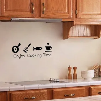 Cooking Time Kitchen Wall Sticker Cabinet Stove Smoke Exhaust Vinyl Decal Home Decoration Refrigerator Poster Window Wallpaper