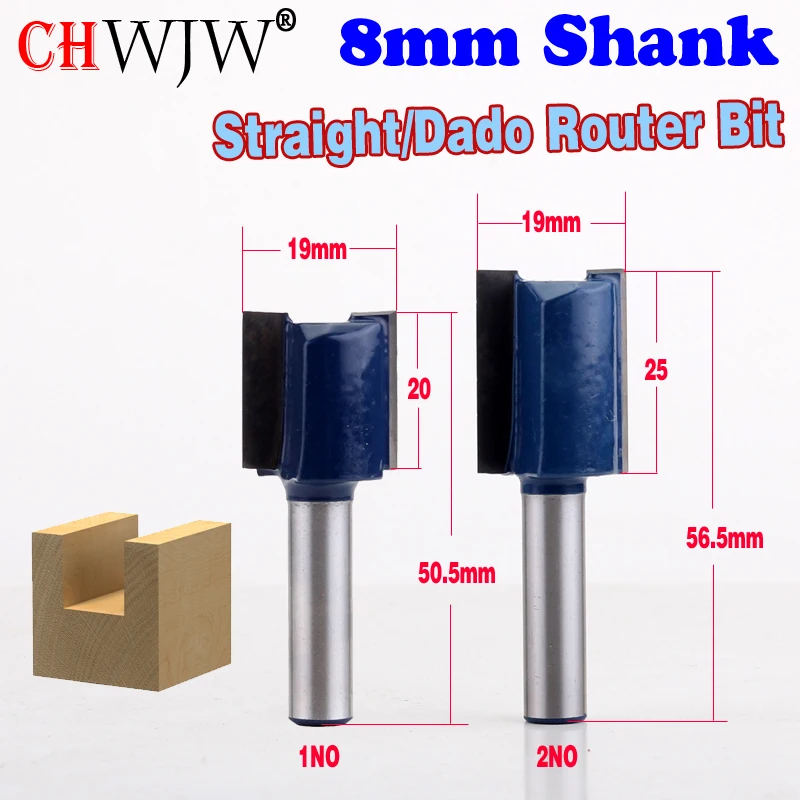 1 st 8mm Schacht hoge kwaliteit Straight/Dado Router Bit 3/4 "W x 20mm