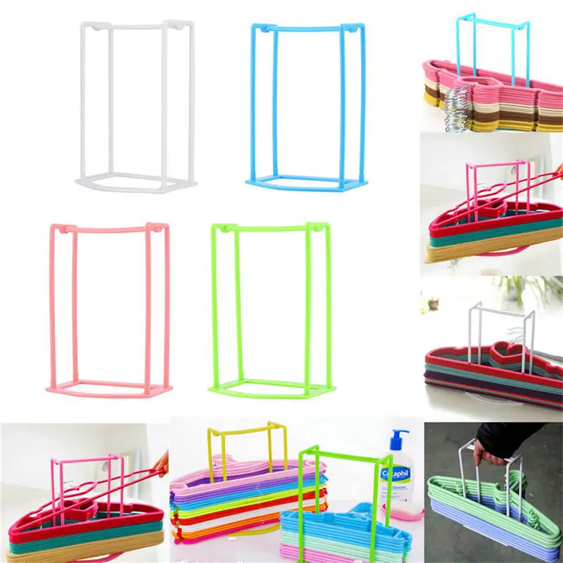 

Practical Plastic Clothes Hanger Stacker Holder Storage Organizer Rack Stand Sorting Travel Home Household Tools 4 Colors 1Pcs