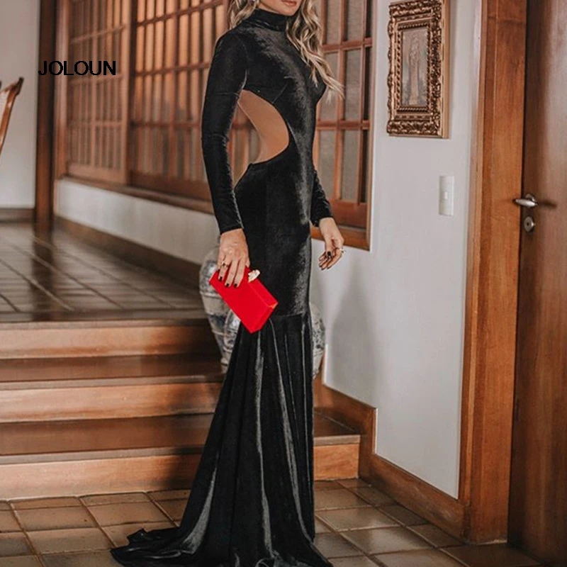 black turtleneck prom dress