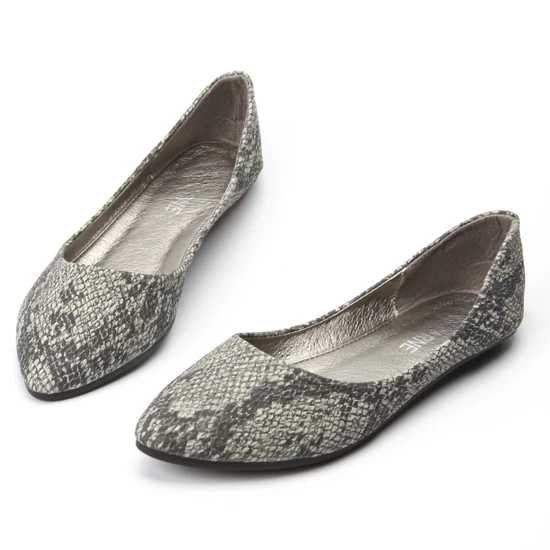 Beyarne женская обувь новинка г. женские балетки с принтом змеиная кожа с заостренным носком обувь без шнуровки размер 41 и выше - Цвет: silver