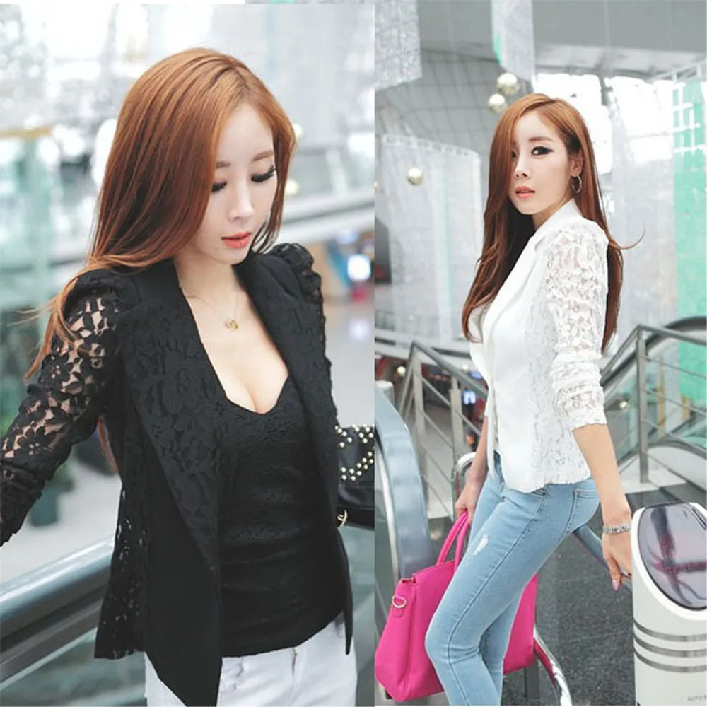 

2017 New Woemn Autuam Casual Jacket Outwear Sexy Women Long Sleeve Lace Crochet Short jacke Small Jacket Chaquetas Mujer