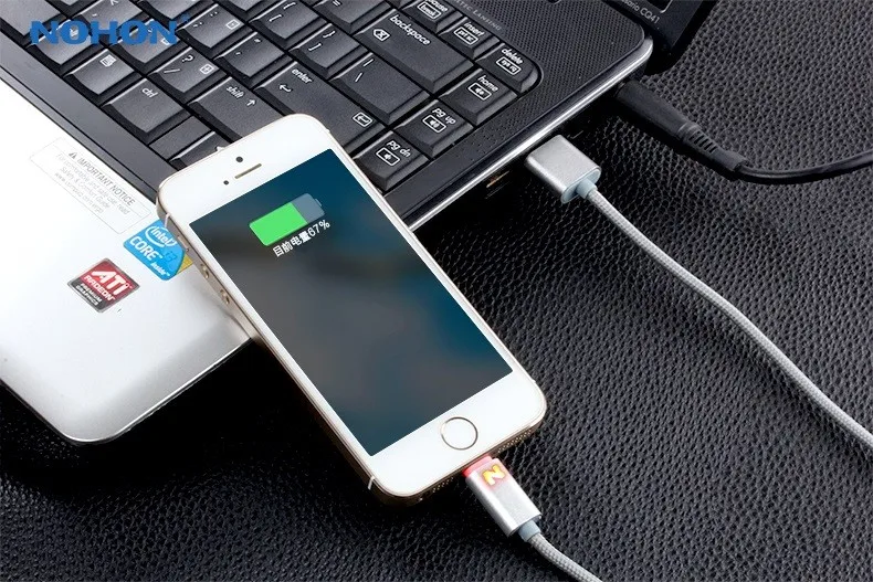 Nohon N светодиодный 8-контактный USB кабель 1 м кабель для зарядки и синхронизации данных металлический плетеный провод для Lightning iPhone X 8 7 6s 6 plus 5 5S iPad