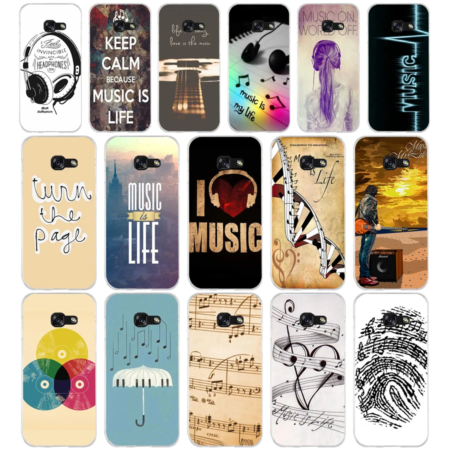 

119AQ Music is My Life Soft Silicone Tpu Cover phone Case for Samsung galaxy a3 a5 2016 2017 a6 A8 2018