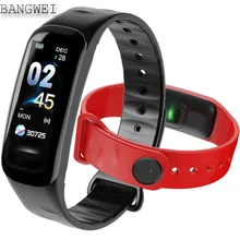 Bracelet de Sport montre femmes hommes BANGWEI LED étanche intelligent poignet bande fréquence cardiaque pression artérielle podomètre horloge pour Android iOS(China)