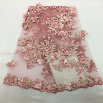 

3D Appliquesd 2018 Latest French Nigerian Laces Fabrics High Quality Tulle African Laces Fabric Wedding French lace RF4-32