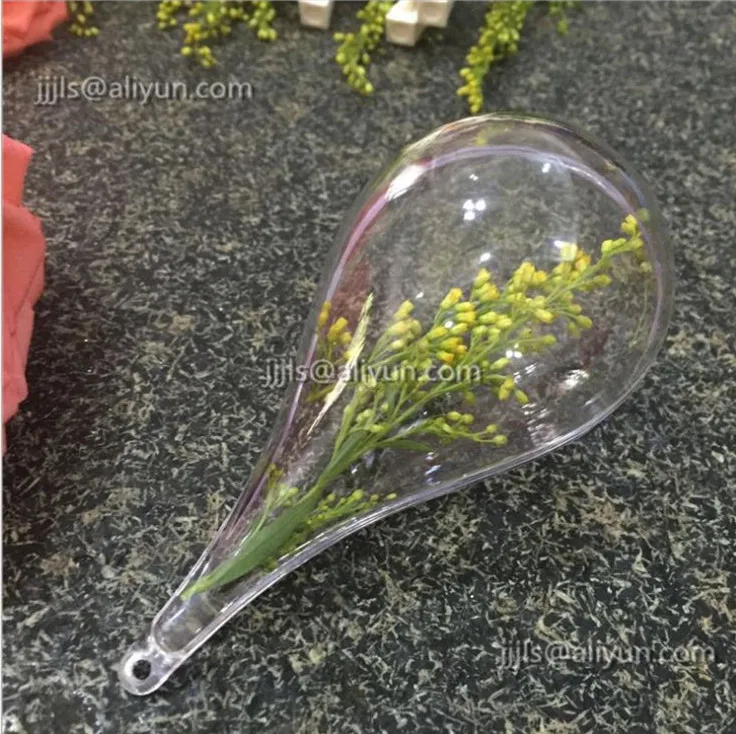 

11CM 10pcs Xmas Tree Decor Ornament Waterdrop Shaped Type Transparent Plastic Ball Christmas Gift Boxes Plastic Balls