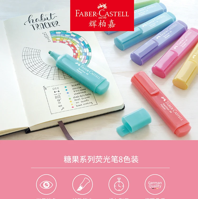 New Faber Castell Pastel Highlighter Pen Fluorescent Markers Mildliner Soft Multicoloured Pen Kawaii Stationery Art Supplies