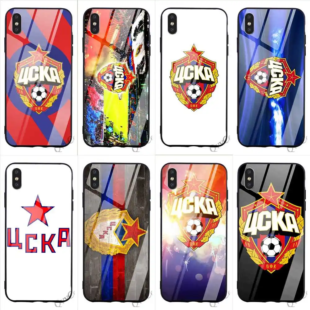 

Pattern PFC CSKA Moscow Tempered Glass Phone Case for iPhone 5S Cover XR X 7 5 8 Plus 6 6S SE Xs Max 11 pro Cases Skin