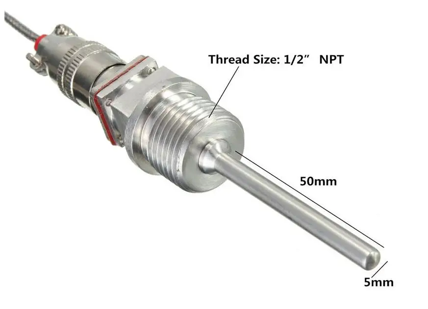 RTD PT100 температурные датчики 1/2 дюйма NPT резьба со съемным разъемом 5*50*1000 мм