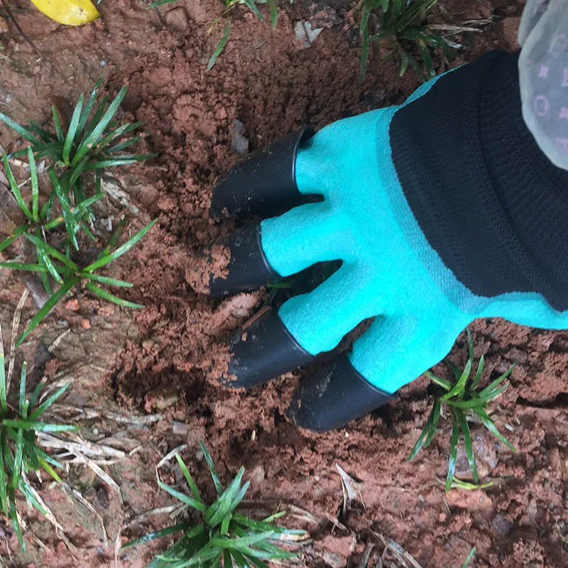1 пара резиновых полиэфирных строителей садовые рабочие латексные перчатки напальчники из АБС-пластика садовые перчатки для копки и посадки